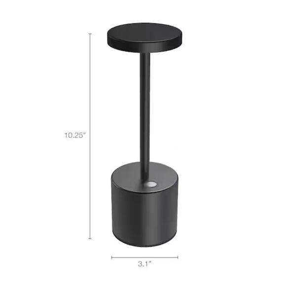 Black LED Touch Table Lamp Wireless Rechargeable w/ Dimmer 10.25 in - Picture 2 of 8